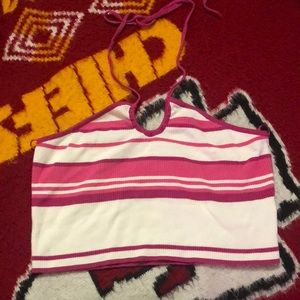 White,pink,and magenta top, ties around neck